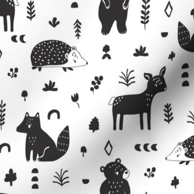 scandi animals // black and white