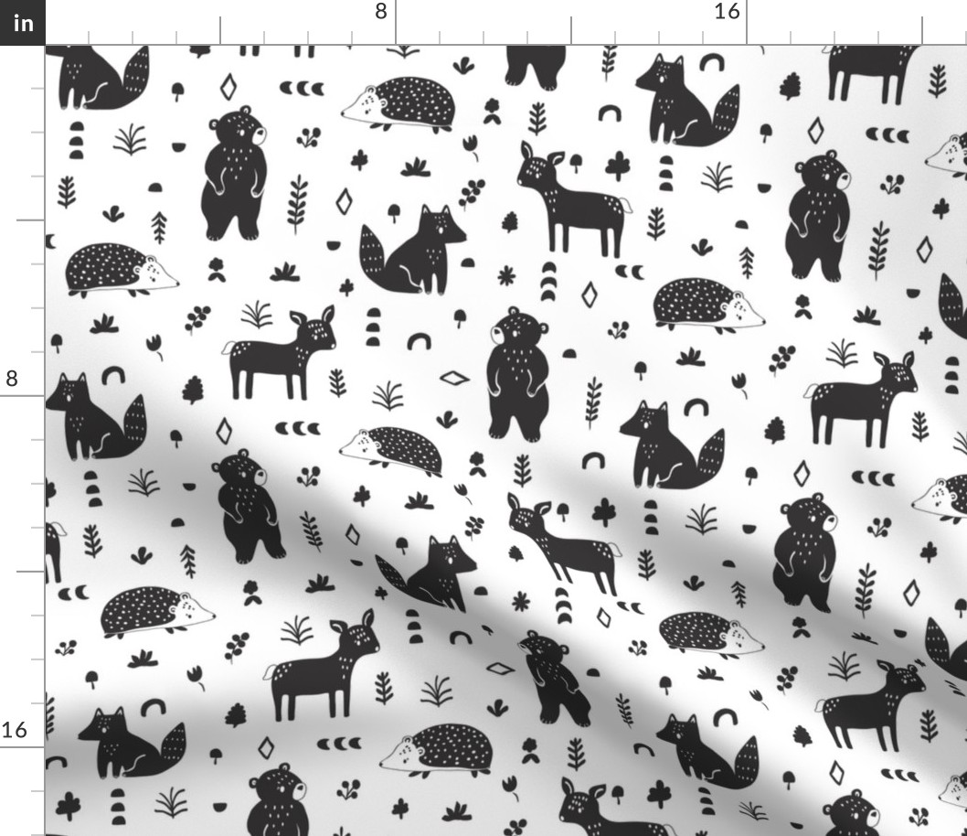 scandi animals // black and white