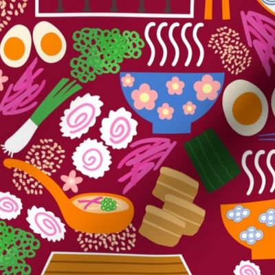 (M) Tokyo Ramen Shop - Medium on Red - Japanese / Asian Food / Cuisine