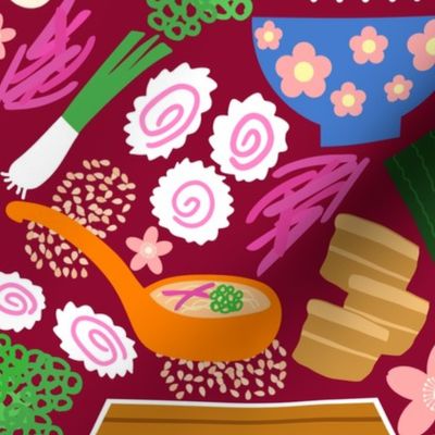 (L) Tokyo Ramen Shop - Large on Red - Japanese / Asian Food / Cuisine