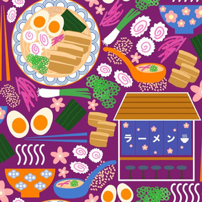 (L) Tokyo Ramen Shop - Large on Purple / Plum - Japanese / Asian Food / Cuisine