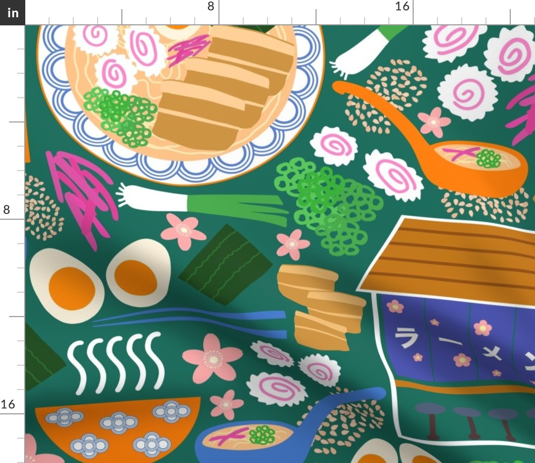 (XL) Tokyo Ramen Shop - Jumbo / XL on Green - Japanese / Asian Food / Cuisine