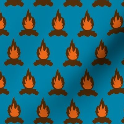 Campfire with blue background