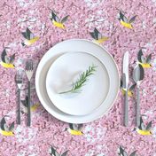 goldfinches and cherry blossoms