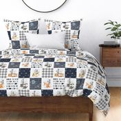 Woodland//Navy - Wholecloth Cheater Quilt - Rotated