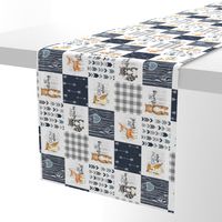 3 inch Woodland//Navy - Wholecloth Cheater Quilt - Rotated