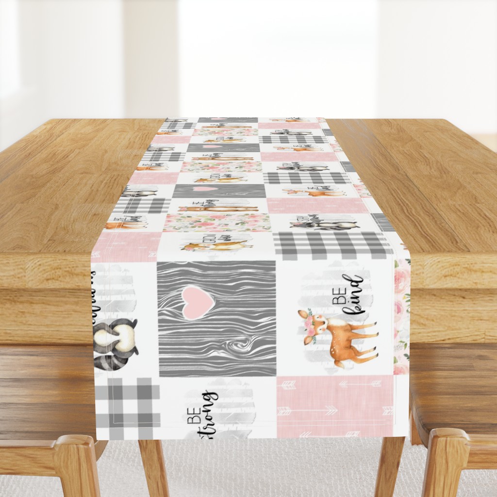 Woodland//Pink - Wholecloth Cheater Quilt - Rotated