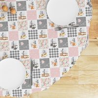 3 inch Woodland//Pink - Wholecloth Cheater Quilt - Rotated