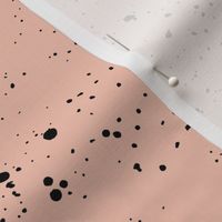 Ink speckles and stains spots and dots messy minimal boho design Scandinavian style nursery coral blush