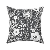 Papercut Floral in Grey - large scale