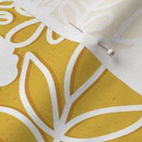 Papercut Floral in Mustard - large scale