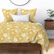 Papercut Floral in Mustard - large scale