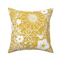 Papercut Floral in Mustard - large scale