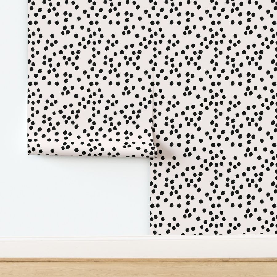 Teeny tiny little spots and dots irregular ink spot Scandinavian boho minimal animal print off white black