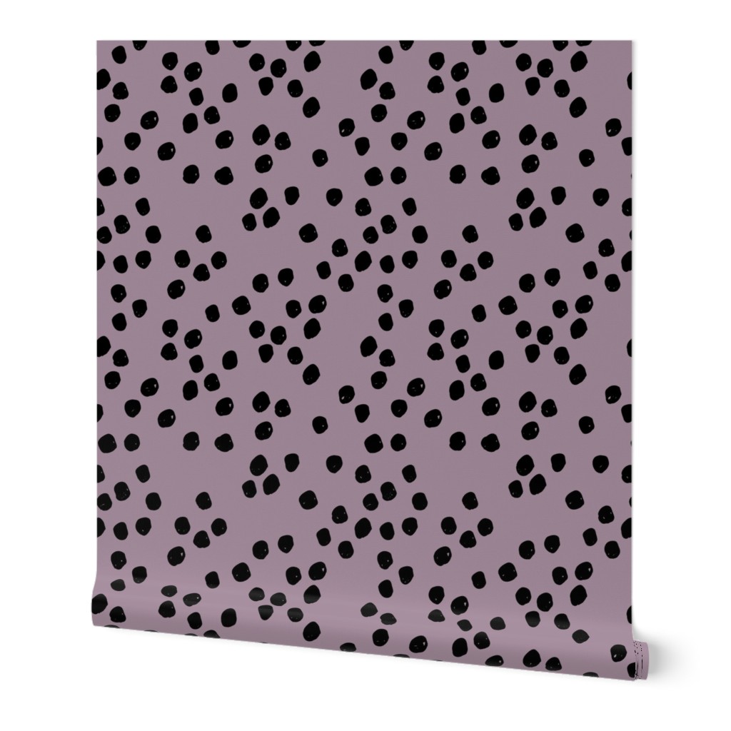 Teeny tiny little spots and dots irregular ink spot Scandinavian boho minimal animal print purple black