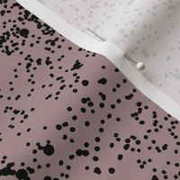 Ink speckles and thick stains spots and dots messy minimal boho design Scandinavian style nursery moody mauve purple black