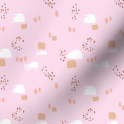 Paint strokes and brush spots dots raw abstract minimal LA Memphis style design boho nursery pink latte beige white girls SMALL