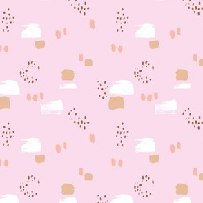 Paint strokes and brush spots dots raw abstract minimal LA Memphis style design boho nursery pink latte beige white girls SMALL