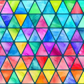 Little Rainbow Watercolor Triangles on teal