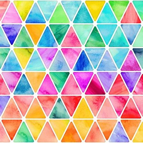 Little Rainbow Watercolor Triangles on white