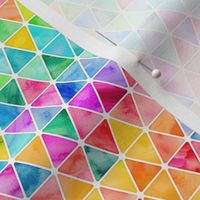 Tiny Rainbow Watercolor Triangles on white