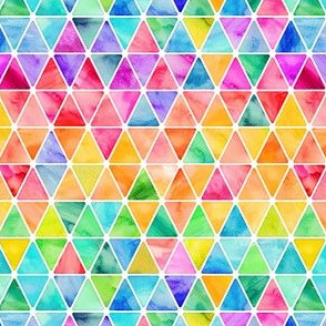 Tiny Rainbow Watercolor Triangles on white