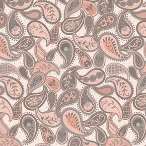 May Paisley: Taupe + Shell Pink Modern Paisley Design