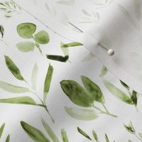 Khaki urban jungle - watercolor olive green leaves p269