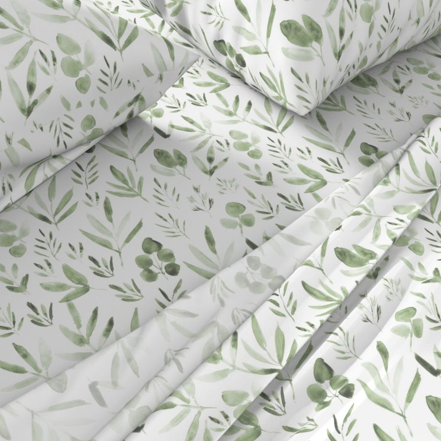 Urban jungle in artichoke green ★ pastel greenery leves for modern home decor, bedding, nursery 