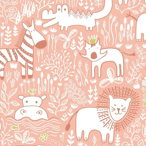 Safari  Warthog is King -Coral Pink wallpaper scale