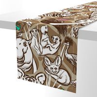 Line Art Safari Wallpaper Large | Brown