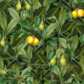 Green Leaf, Lemon And Pear Pattern