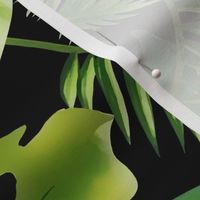 Lush Green Monstera And Palm Leaf Pattern