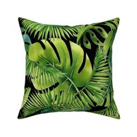 Lush Green Monstera And Palm Leaf Pattern