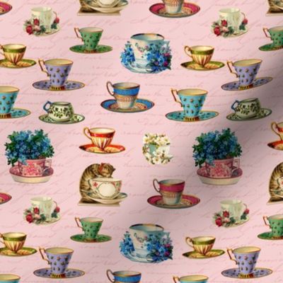 Vintage Tea And Cat Pattern Smaller