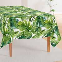 Lush Green Monstera And Palm Leaf Pattern