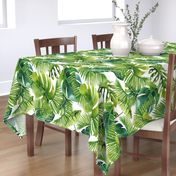 Lush Green Monstera And Palm Leaf Pattern