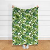 Lush Green Monstera And Palm Leaf Pattern