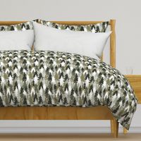 Medium Scale / Pine Tree Camouflage / Olive Khaki Grey White Linen Texture Camo Woodland Fabric Wallpaper