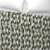 Medium Scale / Pine Tree Camouflage / Olive Khaki Grey White Linen Texture Camo Woodland Fabric Wallpaper