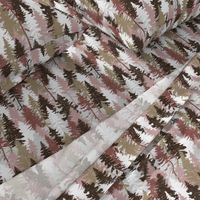 Pine Tree Camouflage / Blush Grey White Linen Texture Camo Woodland Fabric Wallpaper