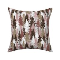 Pine Tree Camouflage / Blush Grey White Linen Texture Camo Woodland Fabric Wallpaper