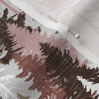 Pine Tree Camouflage / Blush Grey White Linen Texture Camo Woodland Fabric Wallpaper