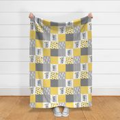 You are my sunshine//Yellow//Sunflowers - Wholecloth Cheater Quilt - Rotated