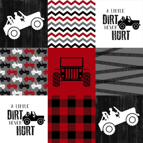 Jeep//A Little Dirt Never Hurt//Red+Plaid - Wholecloth Cheater Quilt