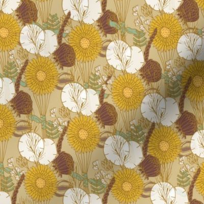 Clustered Straw Flowers - Mustard 