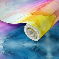 Neon Abstract Tie-Dye Watercolor Rainbow