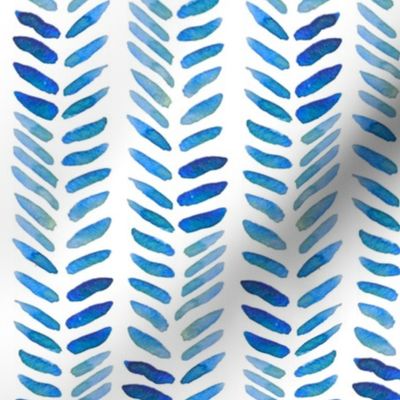 Blue feather watercolor chevron