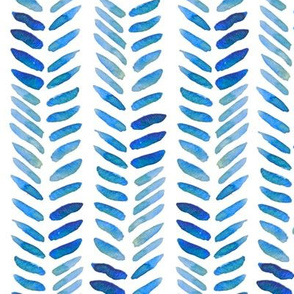 Blue feather watercolor chevron