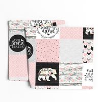 Nana Bear//Pink - Wholecloth Cheater Quilt - Rotated